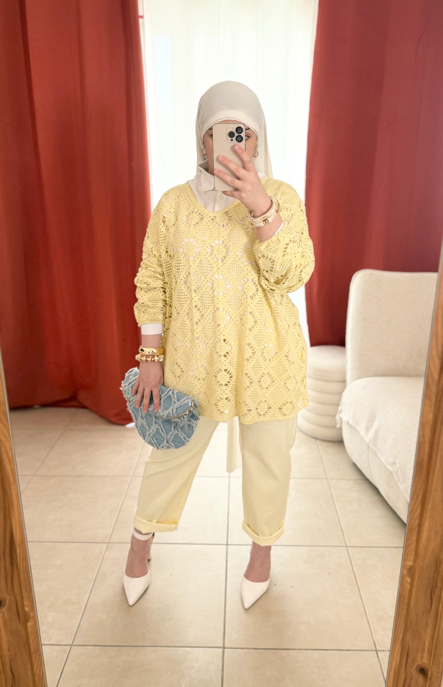 Pull Oversize en crochet - Jaune pastel / CRJ01