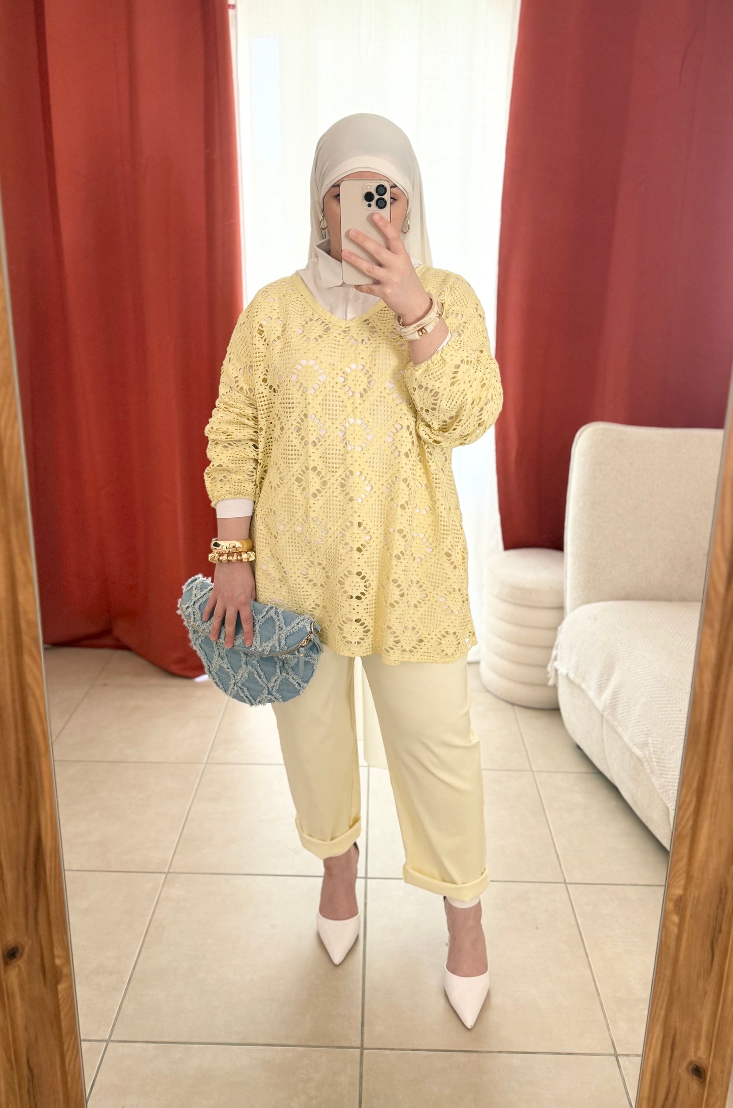 Pull Oversize en crochet - Jaune pastel / CRJ01