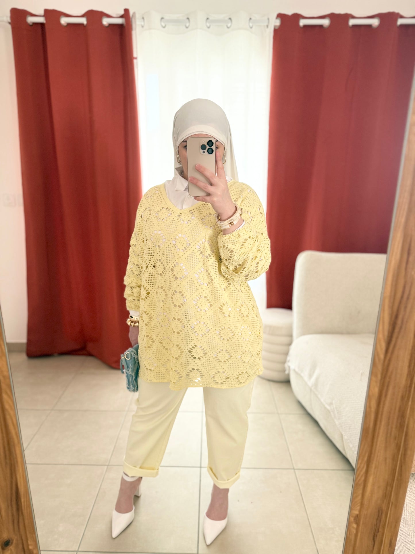 Pull Oversize en crochet - Jaune pastel / CRJ01