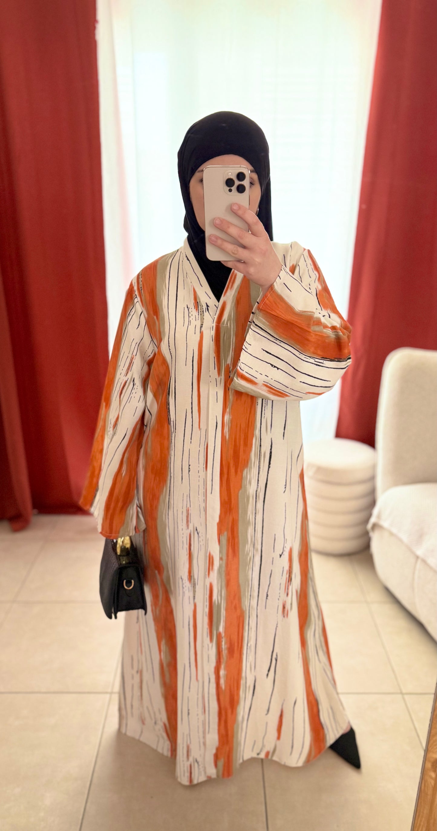Robe Longue à Rayures - Orange / RO306