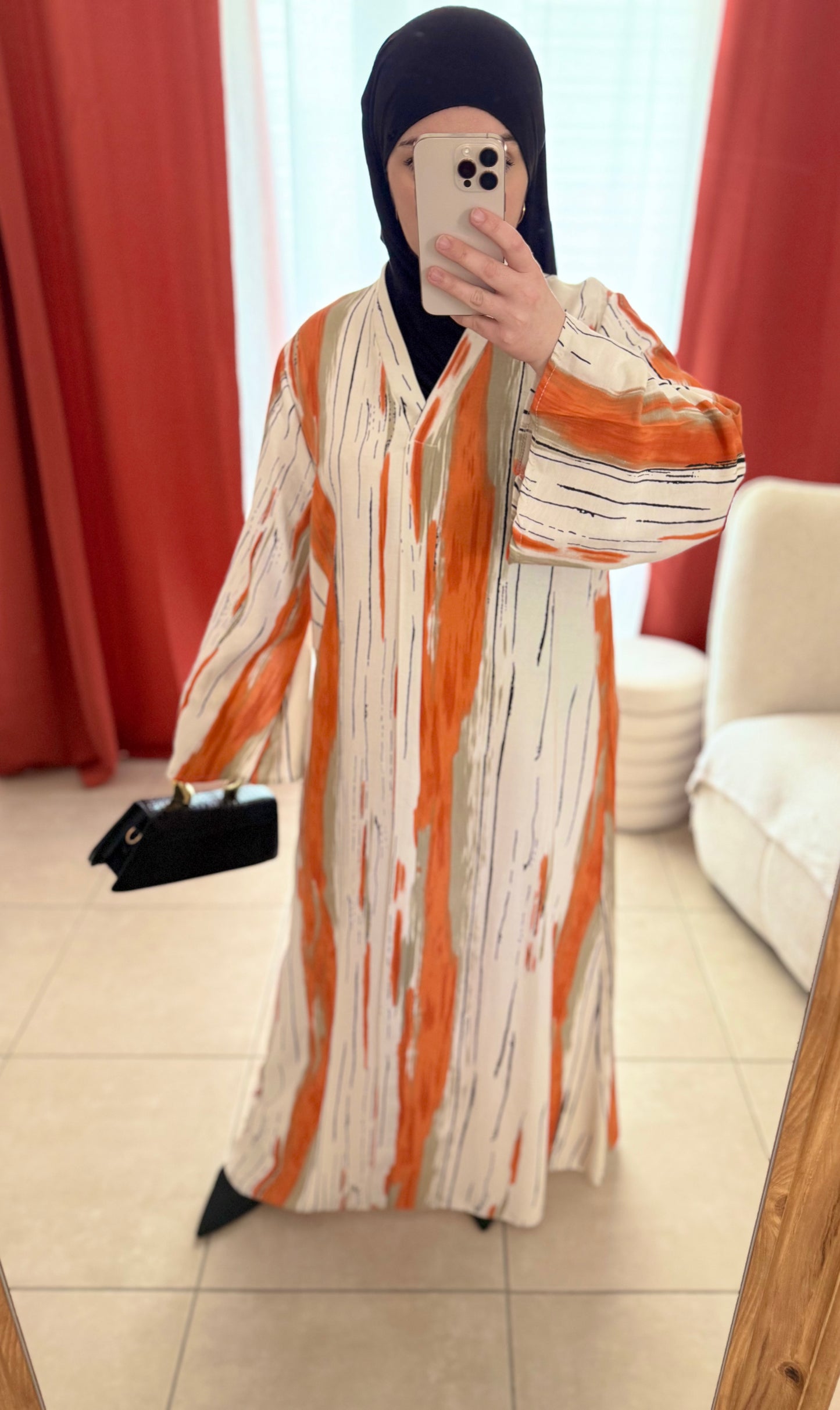 Robe Longue à Rayures - Orange / RO306