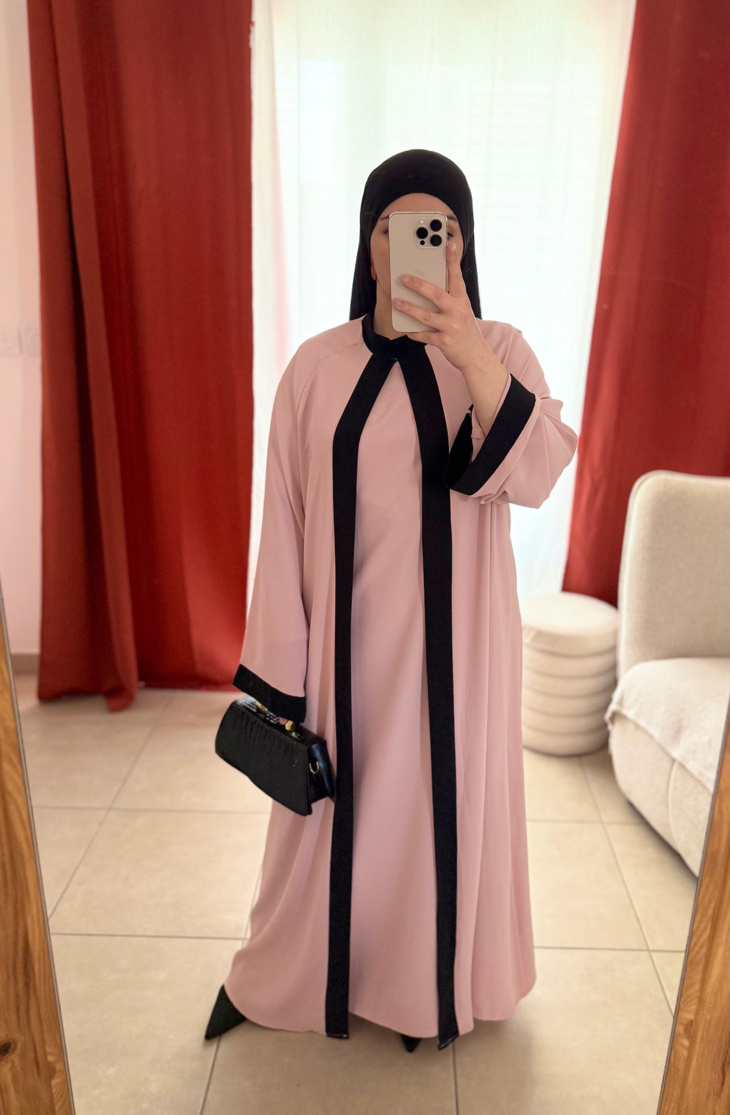 Kimono Long et Robe Assortie - Rose poudré / RK107