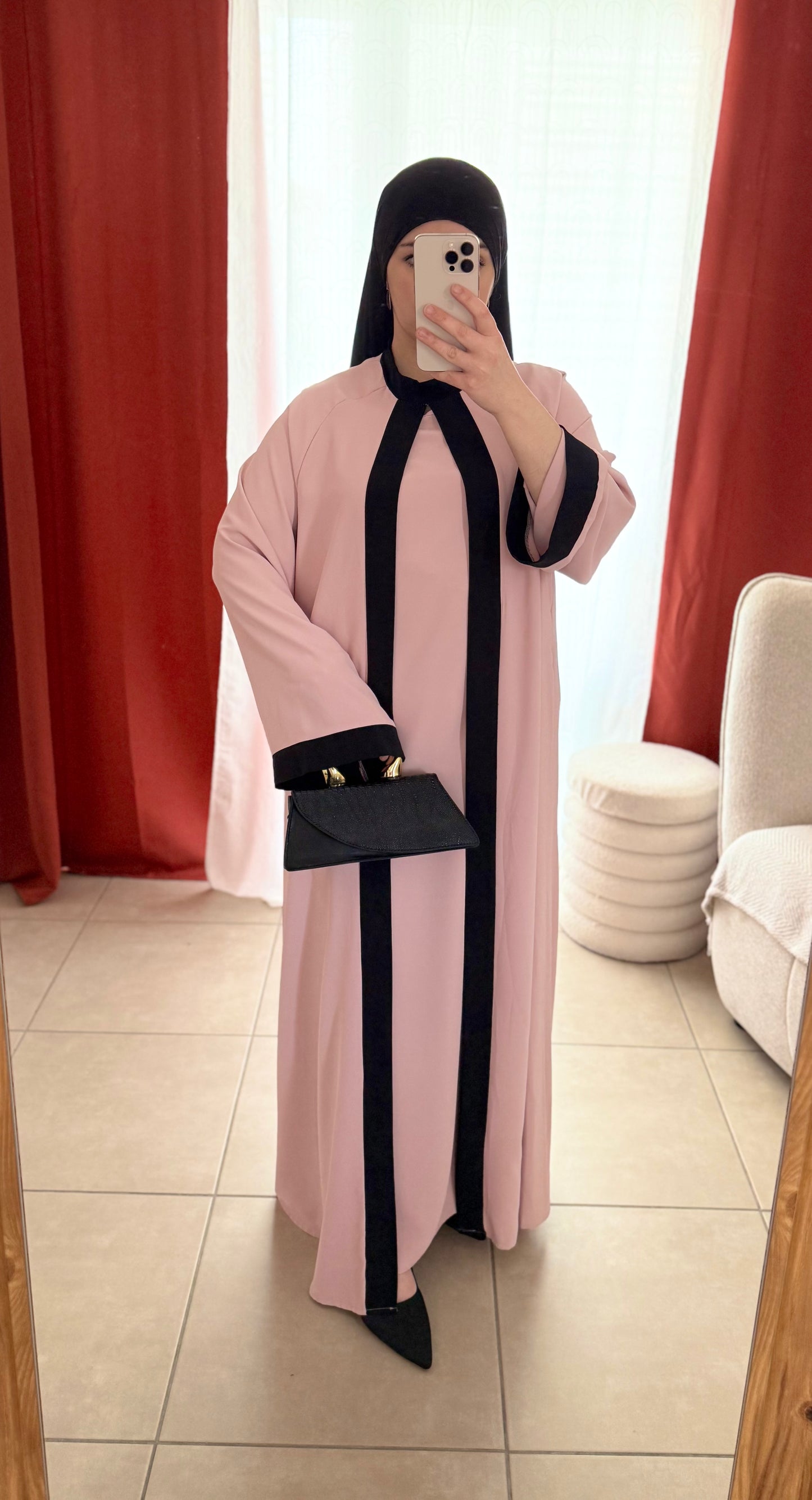 Kimono Long et Robe Assortie - Rose poudré / RK107