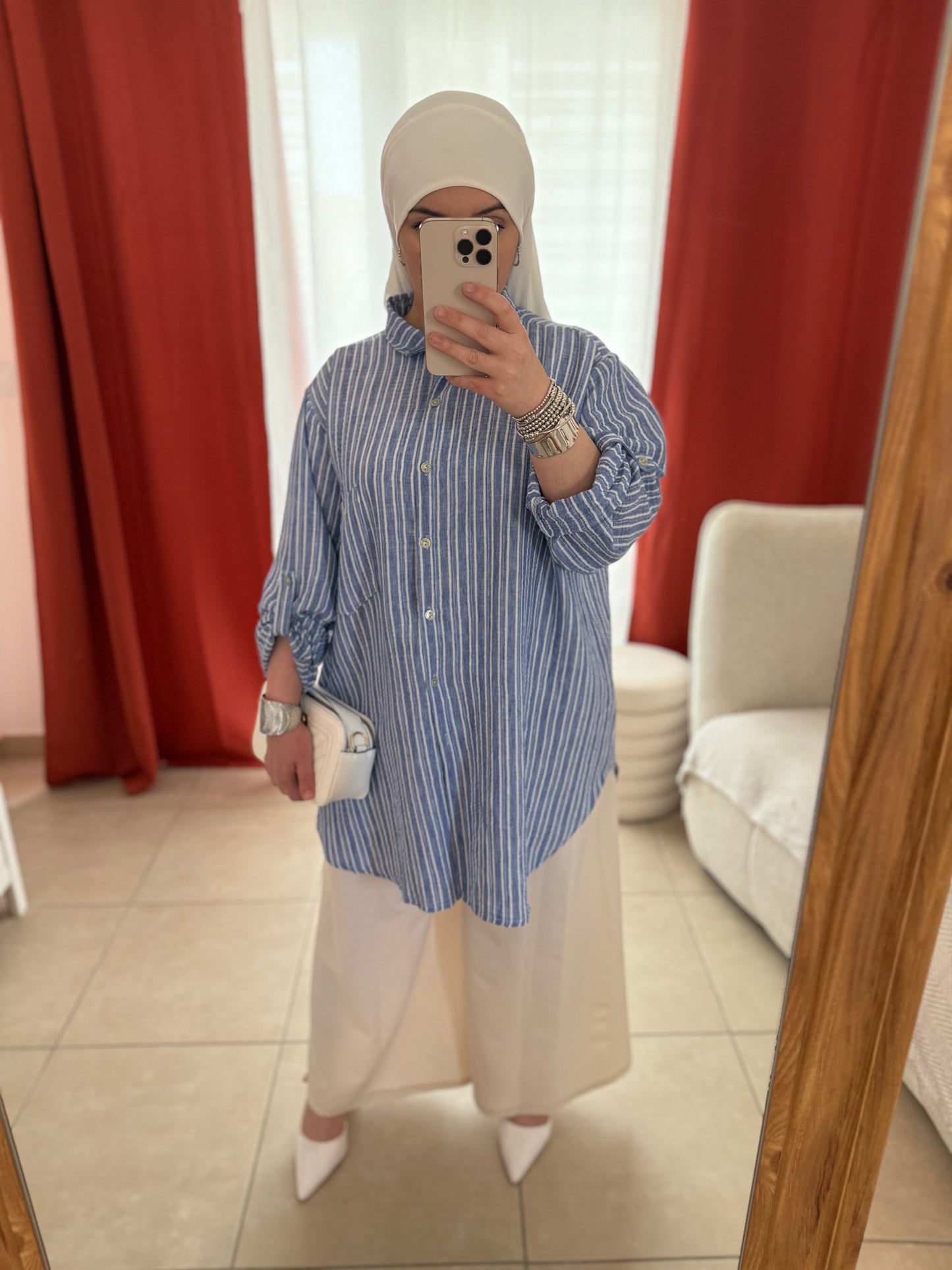 Chemise Oversize à Rayures - Bleu / CO105