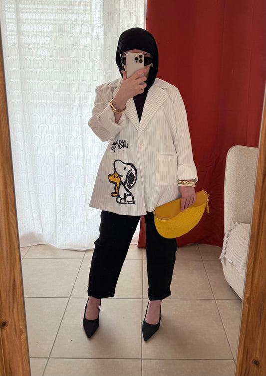 Blazer Oversize Rayé avec Imprimé / BGR01