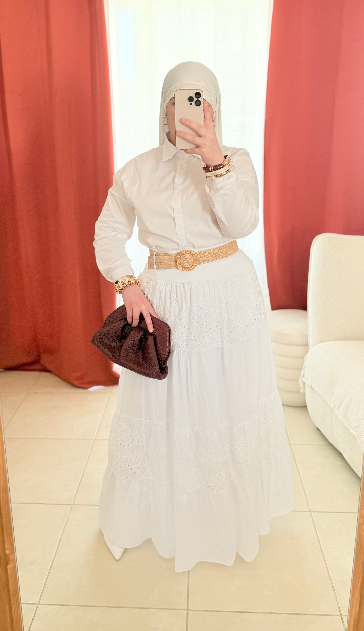 Jupe Longue Broderie Anglaise - Blanche / JLB01