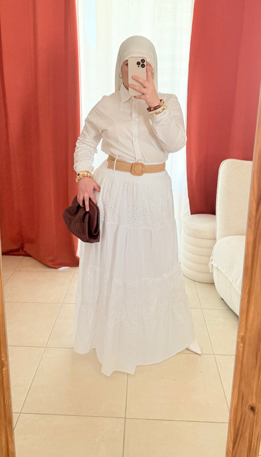 Jupe Longue Broderie Anglaise - Blanche / JLB01