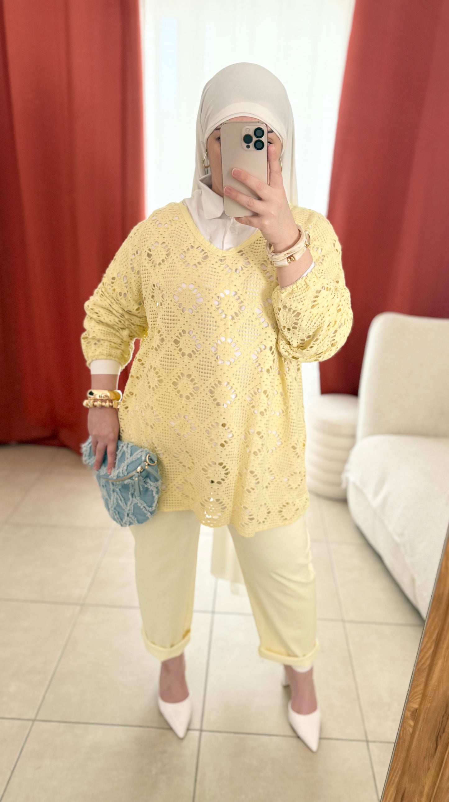 Pull Oversize en crochet - Jaune pastel / CRJ01