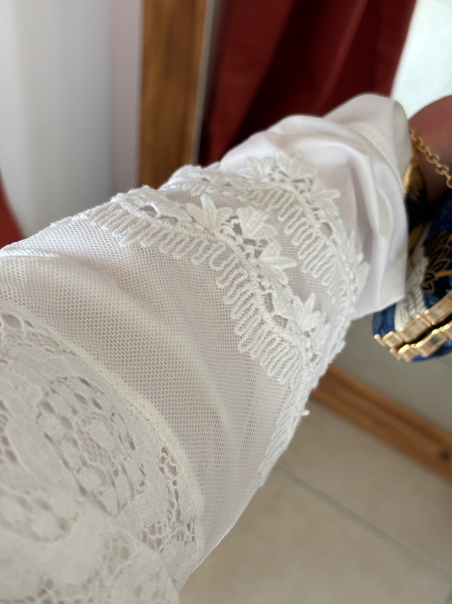 Kimono Long en Dentelle Brodé - Blanc / KDL01