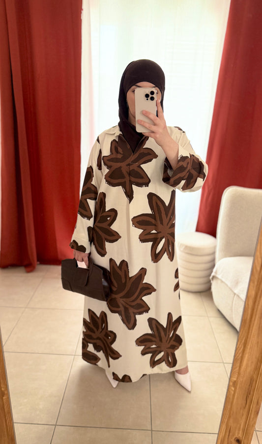 Robe Longue Imprimée Florale - Marron / RM307