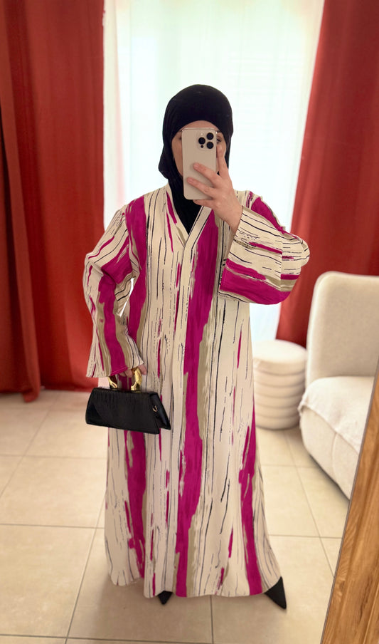 Robe Longue à Rayures - Magenta / RM206