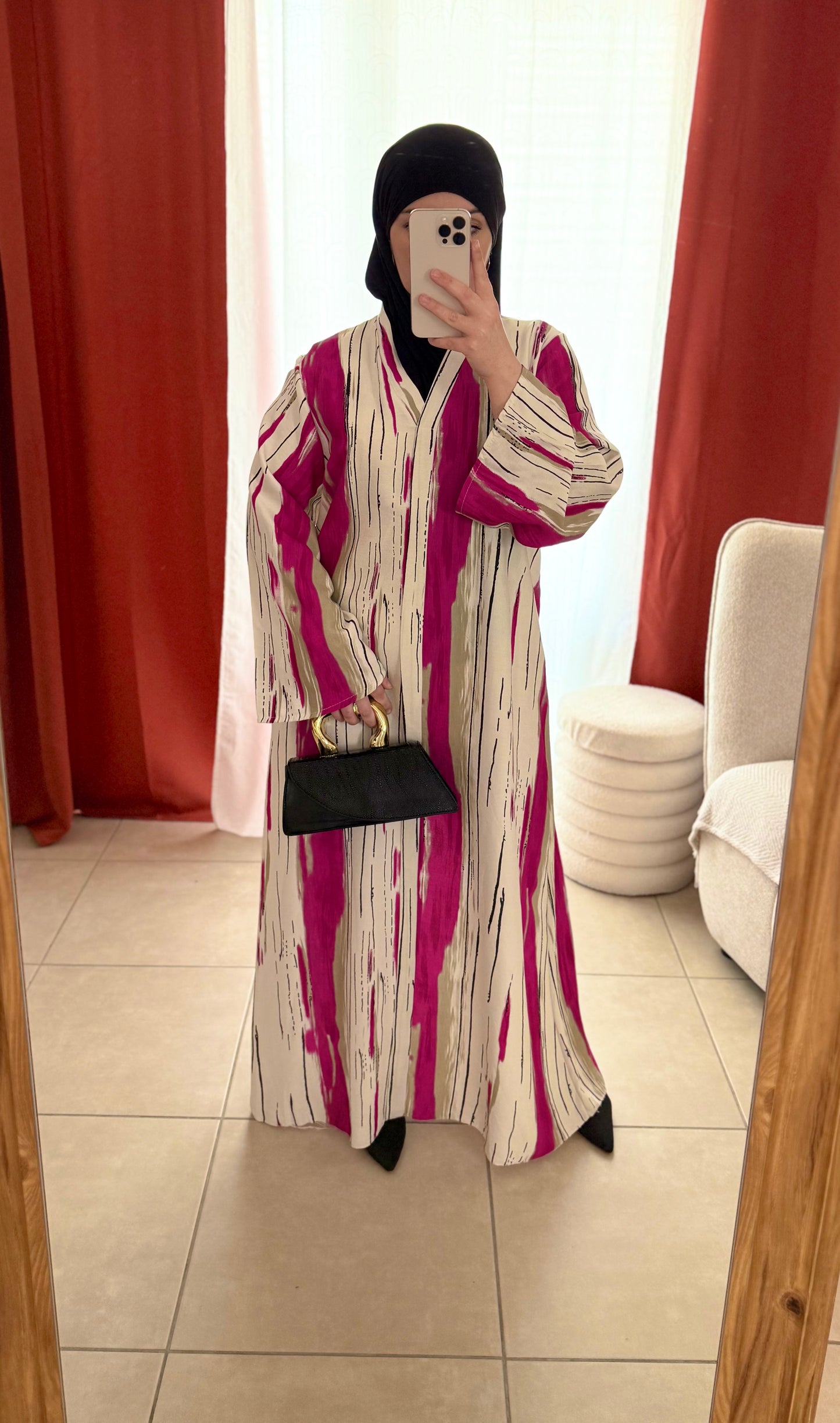 Robe Longue à Rayures - Magenta / RM206