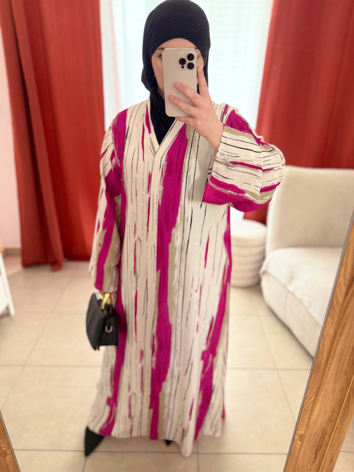 Robe Longue à Rayures - Magenta / RM206