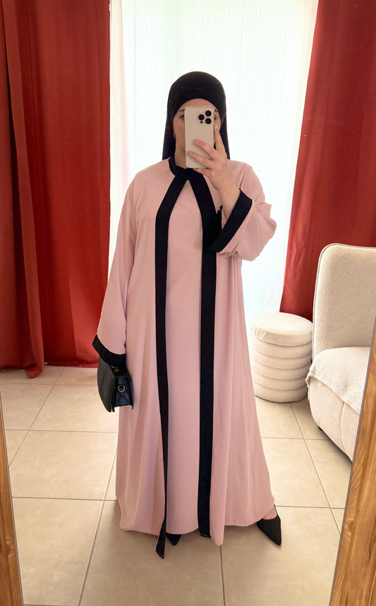 Kimono Long et Robe Assortie - Rose poudré / RK107