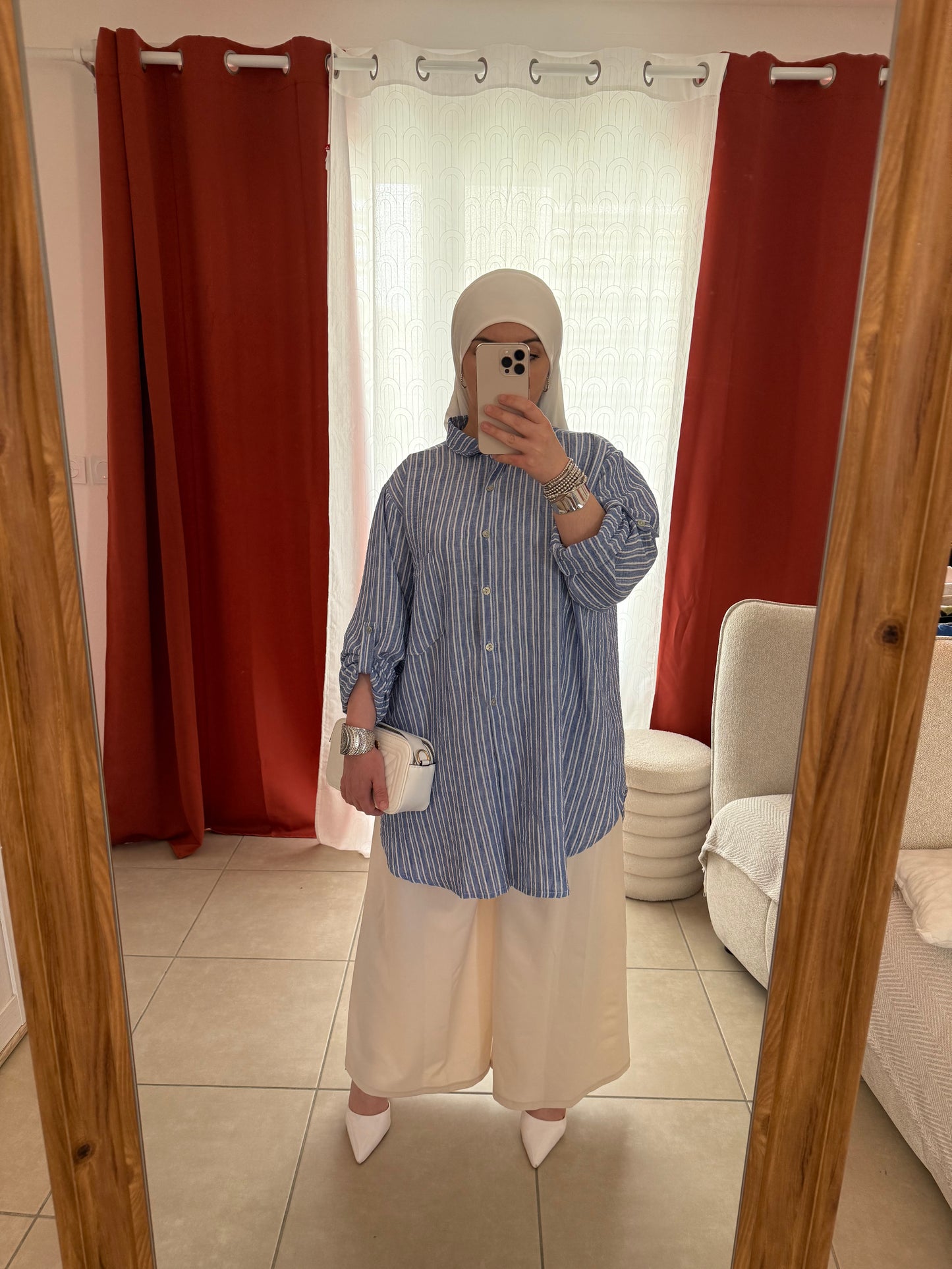 Chemise Oversize à Rayures - Bleu / CO105