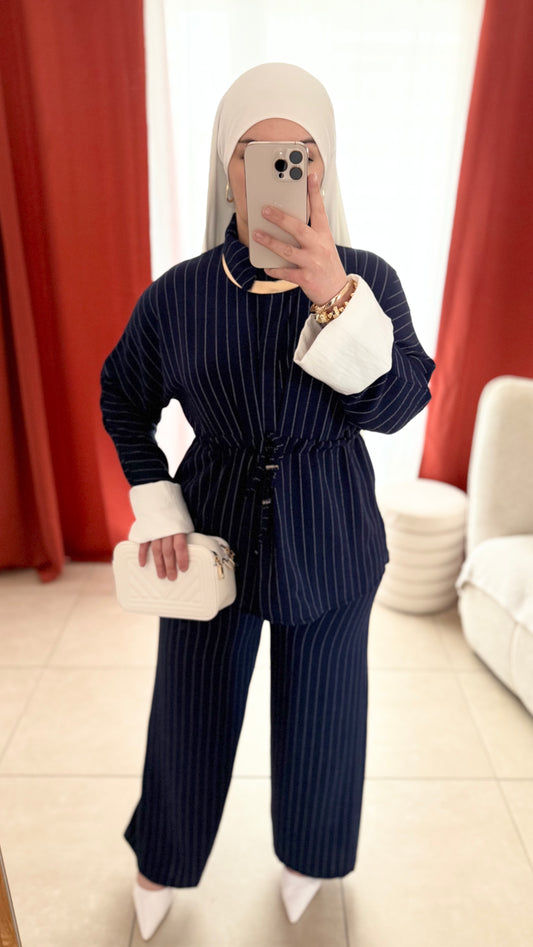 Ensemble Navy à Rayures Fines - Bleu Marine / NVY01